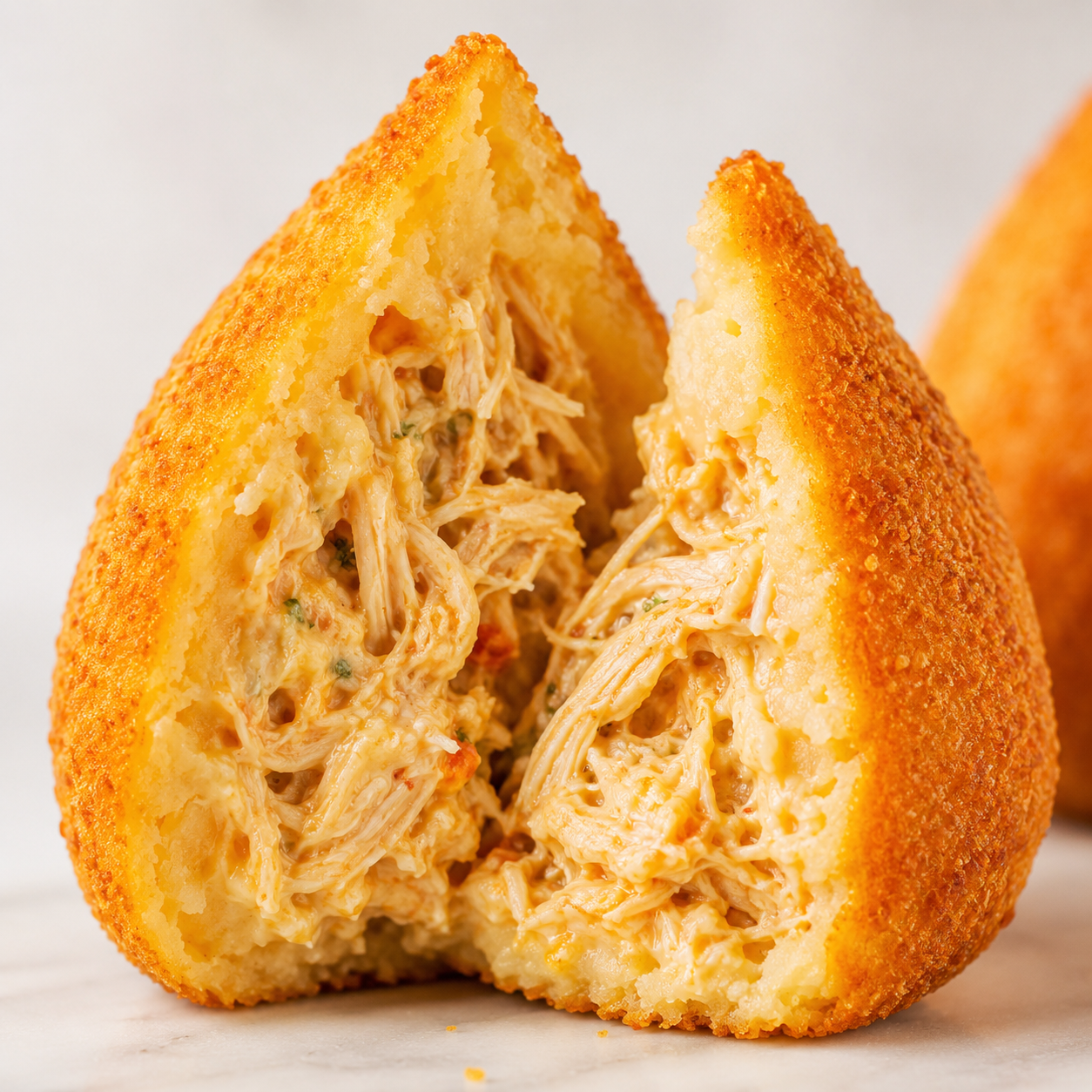 Coxinha filling close-up